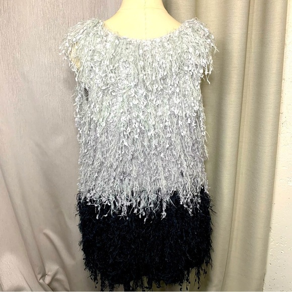 Patchington Gray Blue Knit Sweater Vest Sz L/XL Fringes Artsy Boho Open Cardigan - Picture 13 of 14